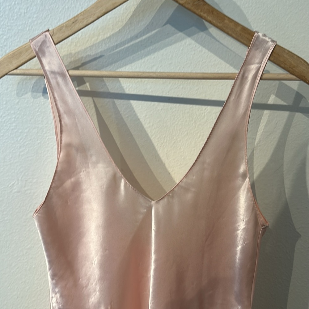 Pink Satin Chemise with Lace Trim - Picture 4 of 6